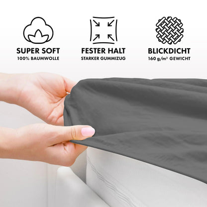 JACOBSON Jersey fitted sheet made of 100% cotton (90x200-100x200cm - anthracite)