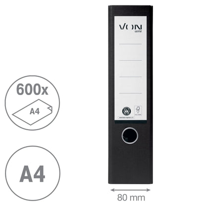 VON Leitz A4 lever arch files (10-pack): 100% recycled paper, FSC-certified for school, home