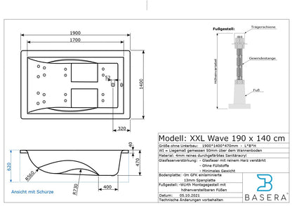 Basera® Premium Indoor-Whirlpool XXL mit 24-Massagedüsen: Heizung, LED, Touchpanel, Bluetooth