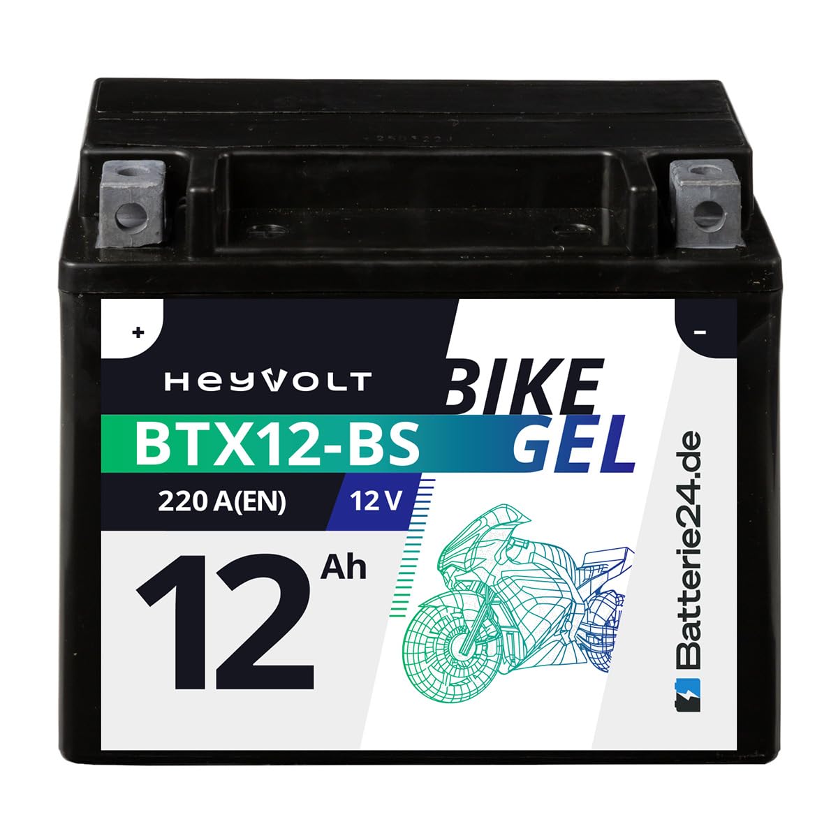 HeyVolt GEL Motorradbatterie YTX12-BS: Wartungsfrei, vibrationsresistent und startstark