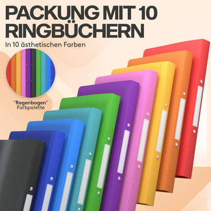 ACROPAQ ring binders in A4 format with spine labels (10 pieces): School folders