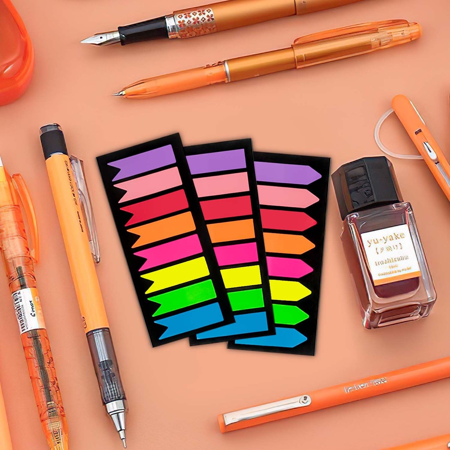 Sticky Notes (1200 pieces): Page markers - 3 designs, 8 colors