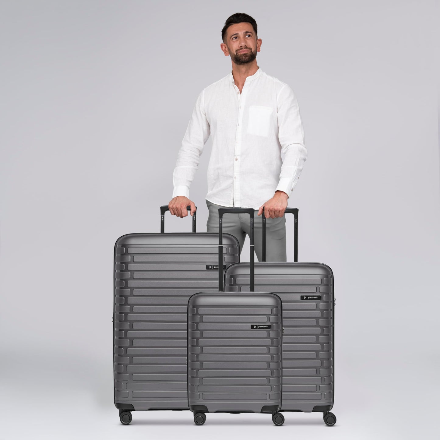 PACTASTIC Hartschalen Reisekoffer-Set (3-teilig) mit Dehnfalte & TSA-Schloss