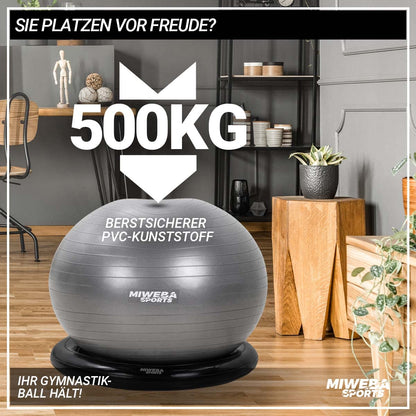 Miweba Sports Gymnastikball-Set aus PVC: Traglast 500kg, 65cm | Sitztrainer - Fitnessball Stuhl