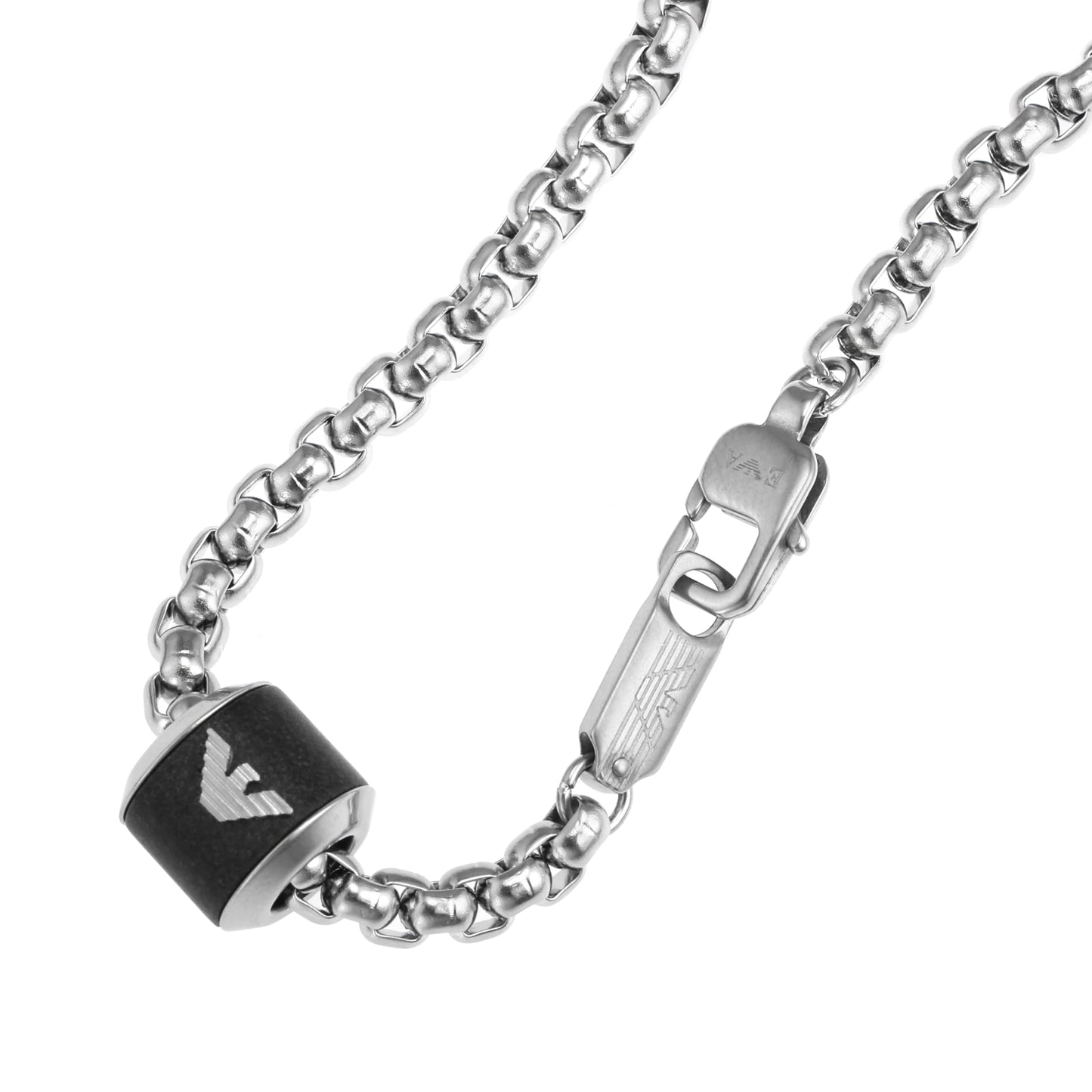 Emporio Armani men's necklace in black polished marble: lobster clasp