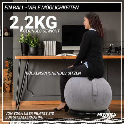 Miweba Sports Gymnastikball-Set aus PVC: Traglast 500kg, 65cm | Sitztrainer - Fitnessball Stuhl
