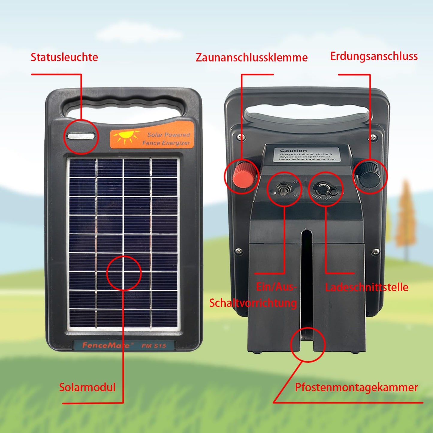 FenceMate Portable Solar Electric Fence Energizer with 0.15J Output for up to 2km