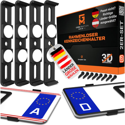 GENMAG® Kennzeichenhalter - Rahmenlos (Legal & Universal) für 2 Kennzeichen
