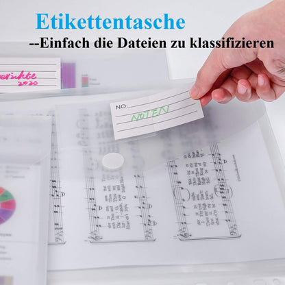 Dokumentenmappen DINA4 (20er-Pack) mit Binderlöcher/Klettverschluss und Etikettentasche