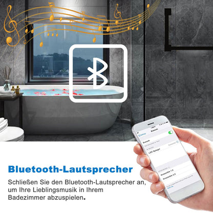 LED bathroom mirror (160×80cm) with Bluetooth &amp; memory touch switch: Dimmable, anti-fog