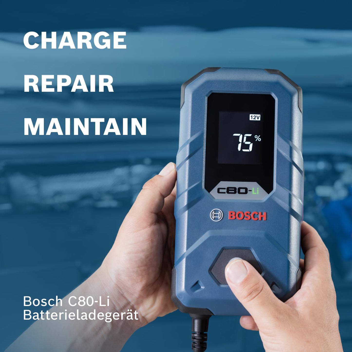 Bosch (C80-Li) Autobatterie-Ladegerät mit Erhaltungsladungs-Funktion für 6V-12V