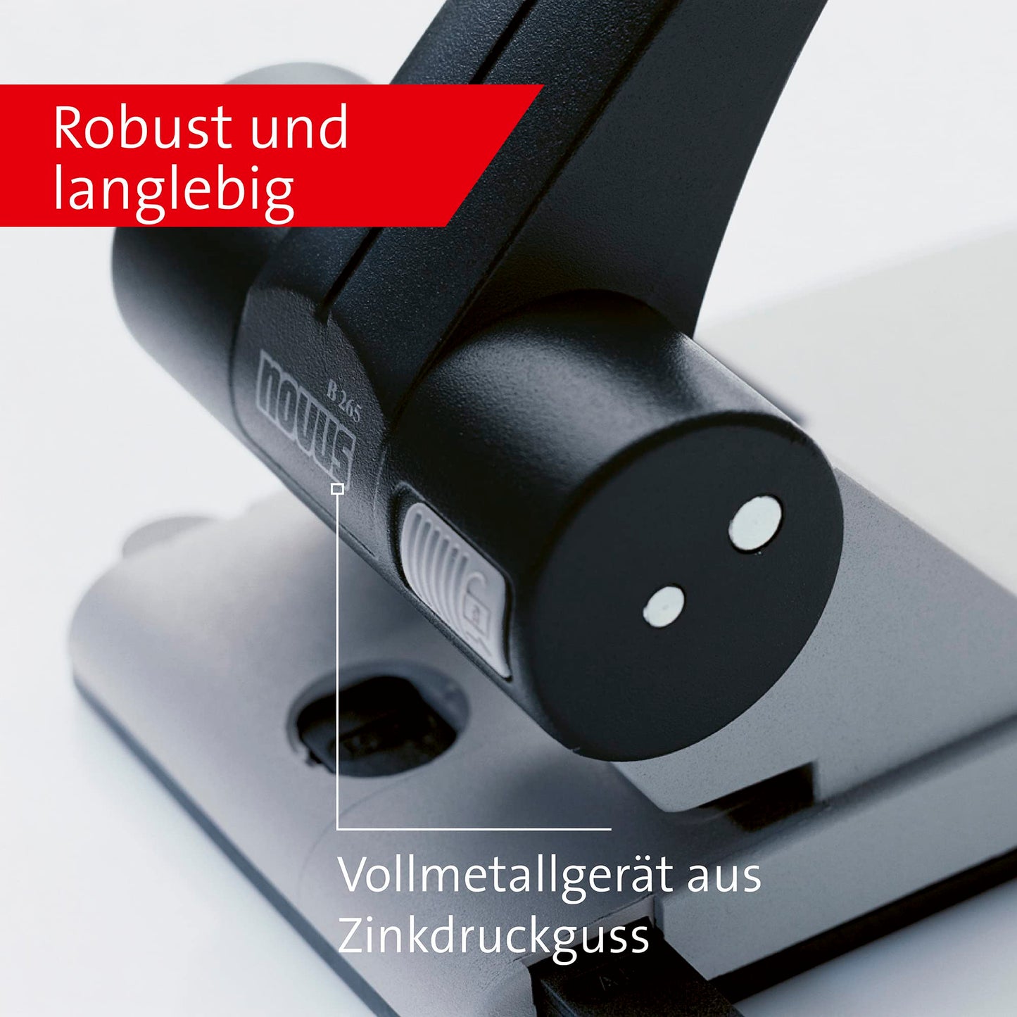 Novus (B 265) Registraturlocher für das Büro in Farbe Grau-Schwarz