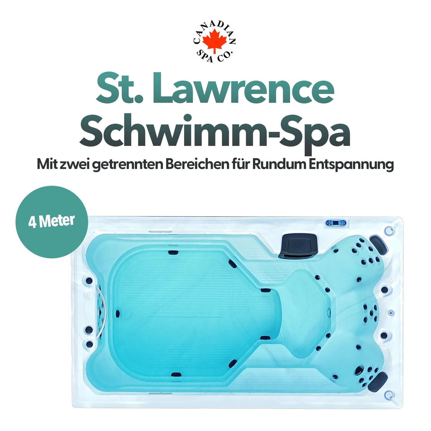 CANADIAN SPA CO. 2025 St. Lawrence Swim Spa (4m) Outdoor Whirlpool for 5 people: LED, music system