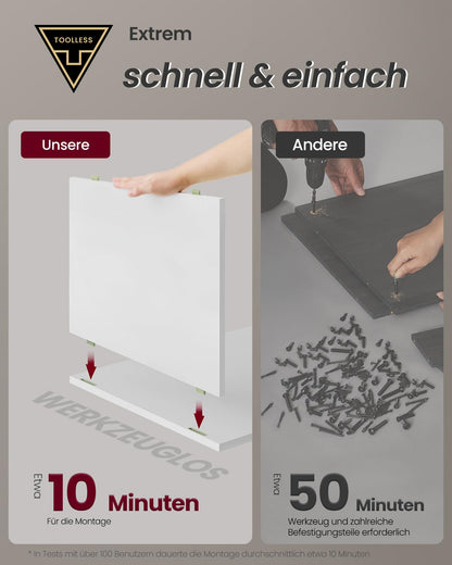 VASAGLE Beistell-Nachttisch mit Schublade & Ladefunktion | Werkzeuglose Montage (Mattweiß)
