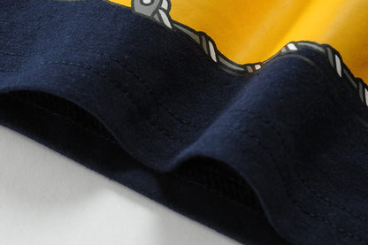 EULLA children's boys' pajamas (long sleeve): cotton pajama set 'Excavator' in dark blue