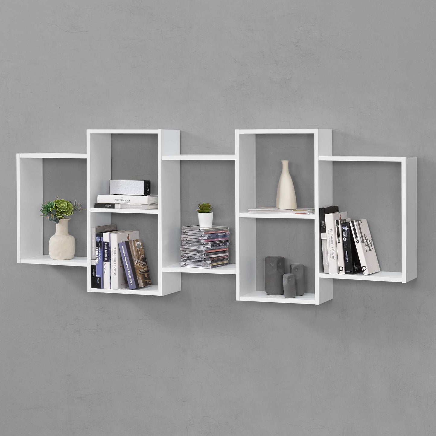 [en.casa] Wall shelf 'Jessheim' with 7 shelves: Stylish storage space for every room