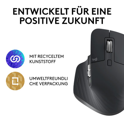 Logitech MX Master 3S: Kabellose Performance-Maus mit ultraschnellem Scrollen (Leise-Klick)