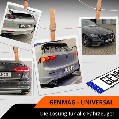 GENMAG® License Plate Holder - Frameless (Legal &amp; Universal) for 2 License Plates