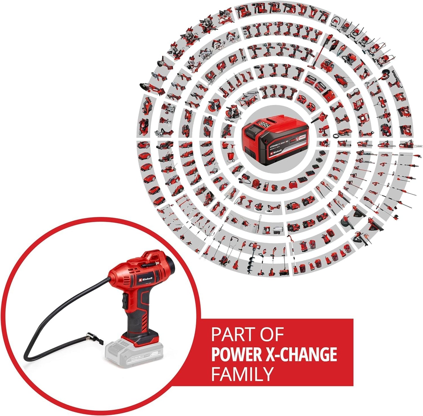 Einhell Cordless Car Compressor CE-CC 18 Li-Solo Power X-Change (18V, max. 11 bar, 60cm compressed air hose)