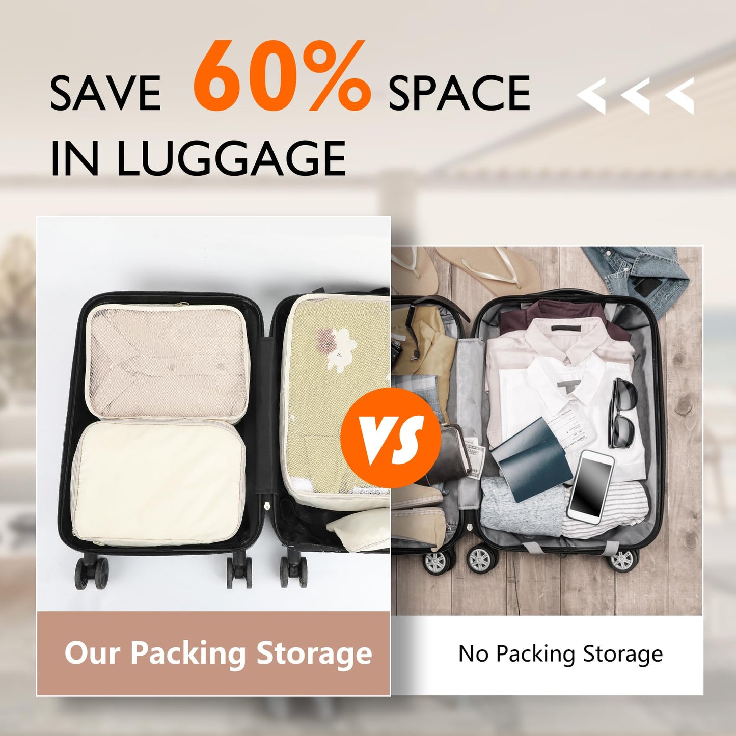 WECUTE Suitcase Organizer Set (11-piece): Waterproof Travel Clothes Bags (Khaki)