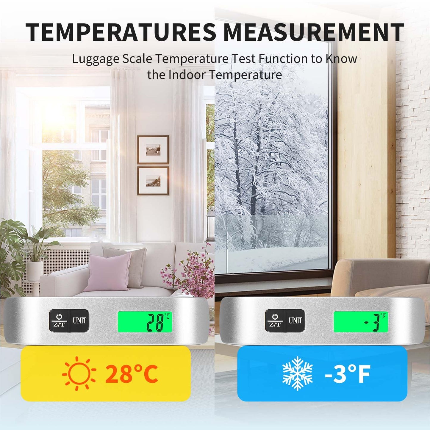 Digitale Koffer - Gepäck - Hängewaage mit Temperatursensor & Tara-Funktion: bis 50kg