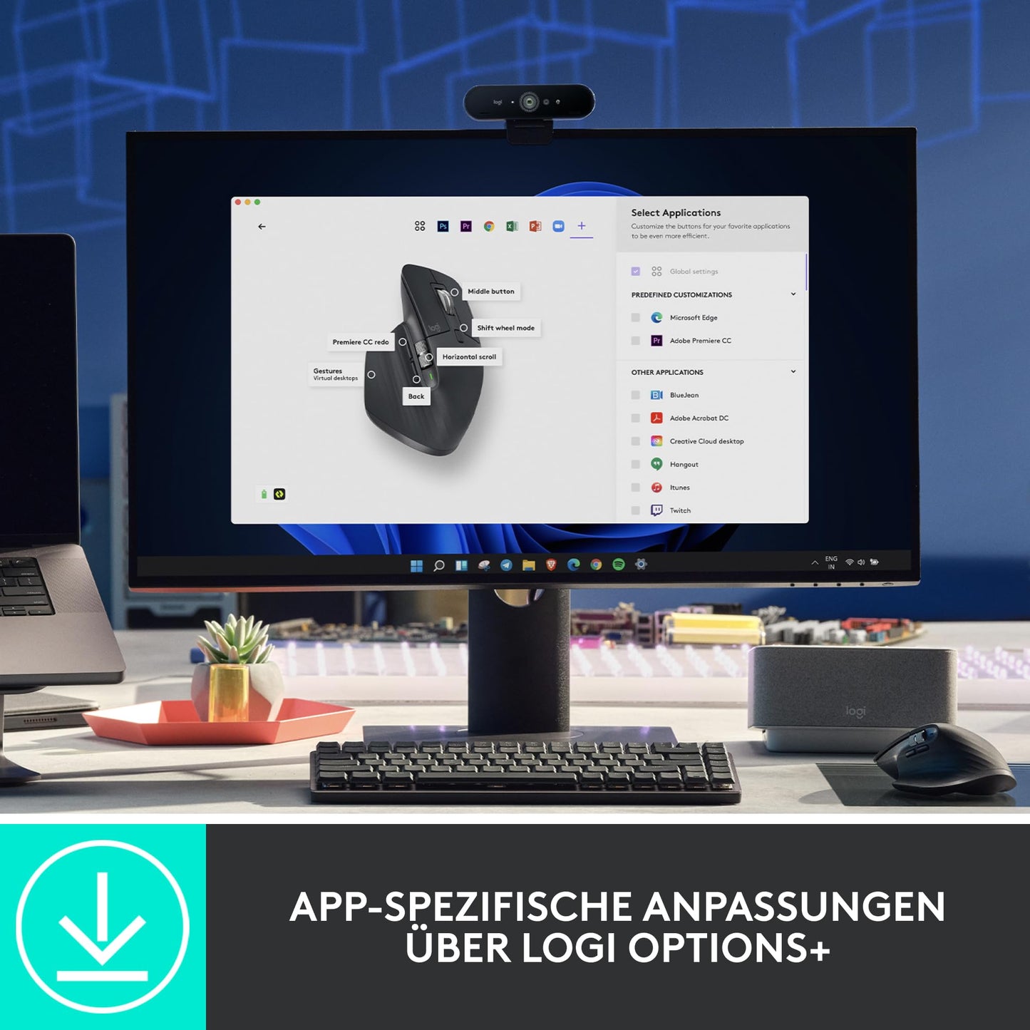 Logitech MX Master 3S: Kabellose Performance-Maus mit ultraschnellem Scrollen (Leise-Klick)