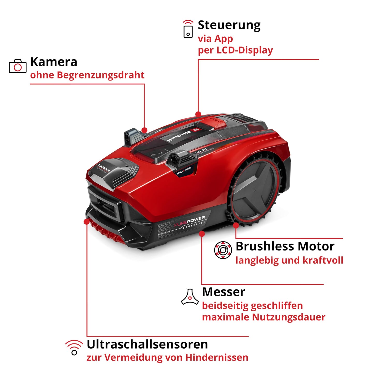Einhell Mähroboter FREELEXO CAM PLUS 600 Power X-Change inkl. 4,0Ah Plus Akku (18V, Kamera, für 600m²)