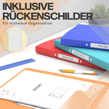 ACROPAQ ring binders in A4 format with spine labels (10 pieces): School folders