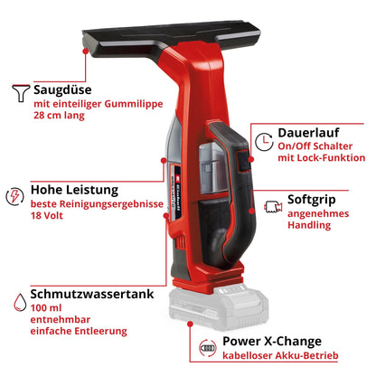 Einhell Akku-Fensterreiniger 'BRILLIANTO' Power X-Change ohne Akku