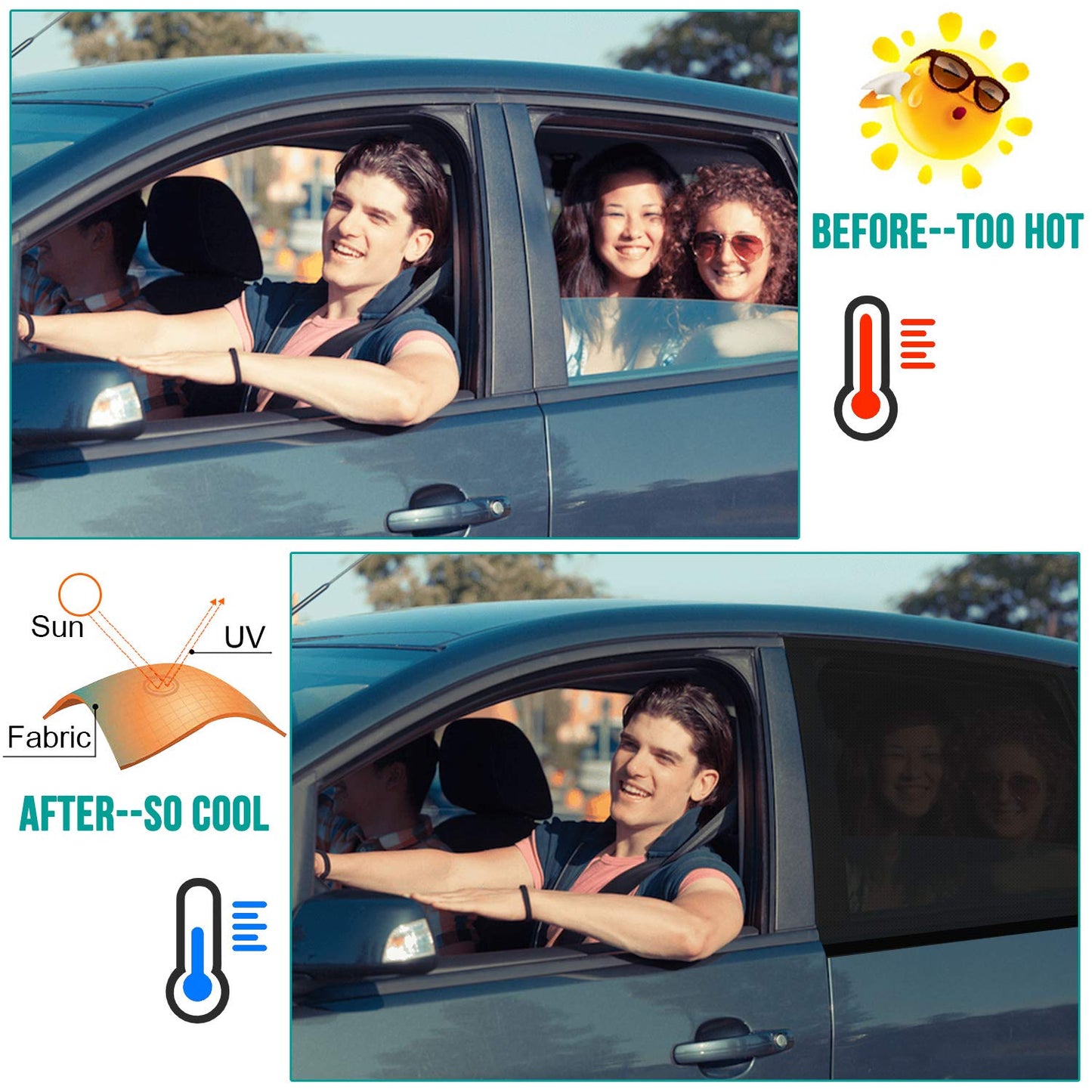 WIN.MAX Universal Car Sunshade for Baby with Certified UV Protection (2 Pack-XL)
