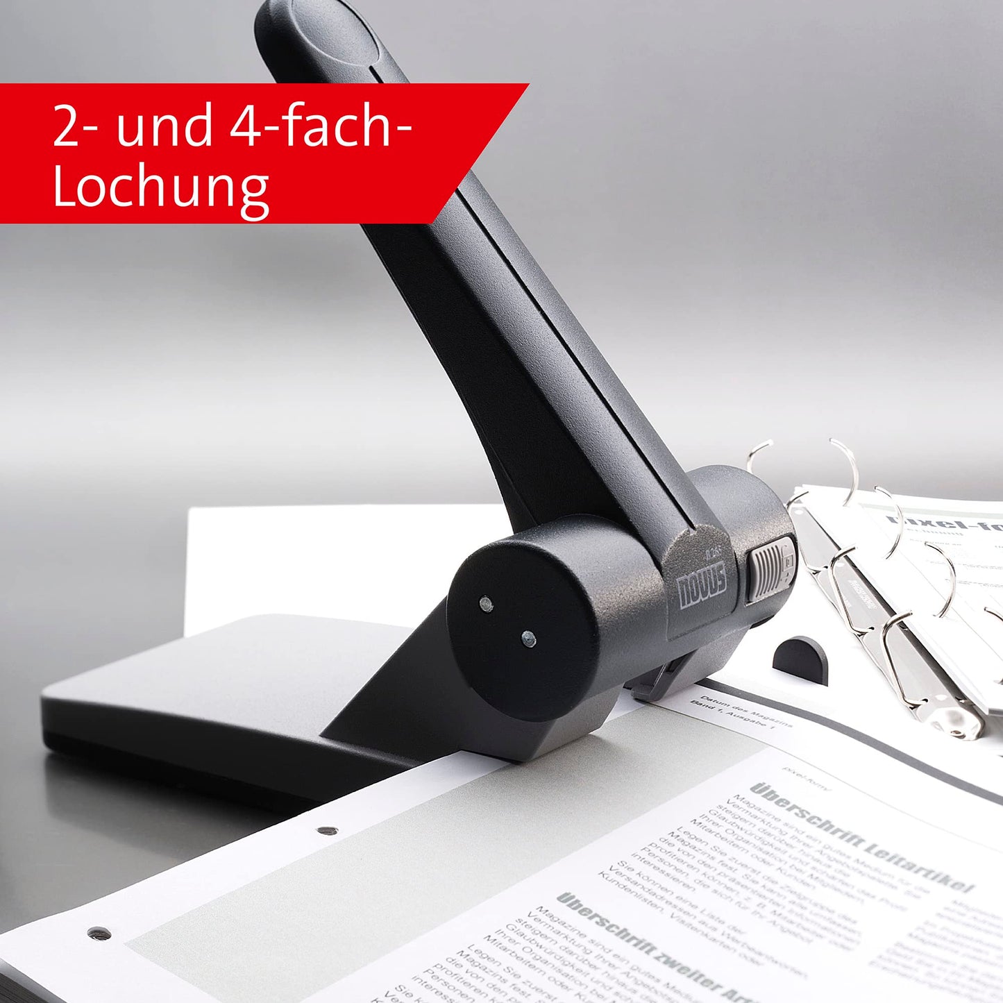 Novus (B 265) Registraturlocher für das Büro in Farbe Grau-Schwarz