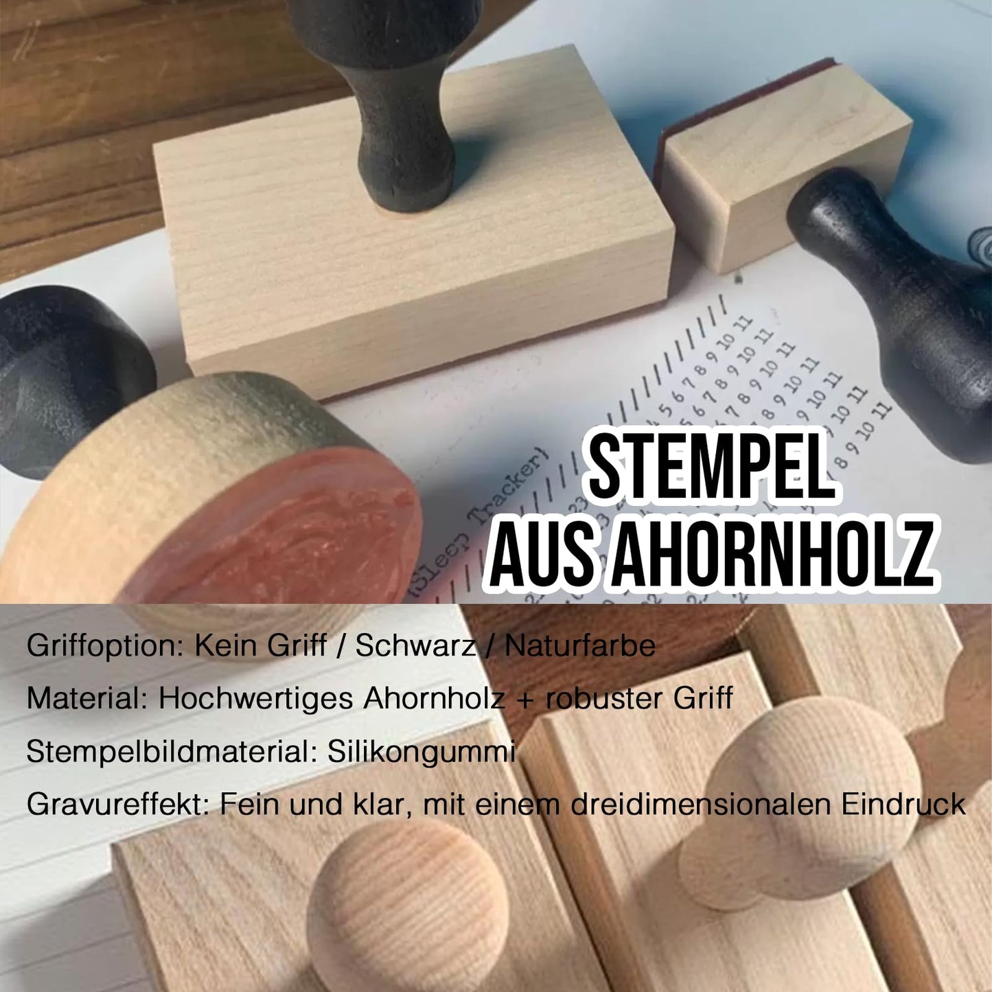 Personalized rubber stamp with wooden handle (logo and name) for private &amp; business use