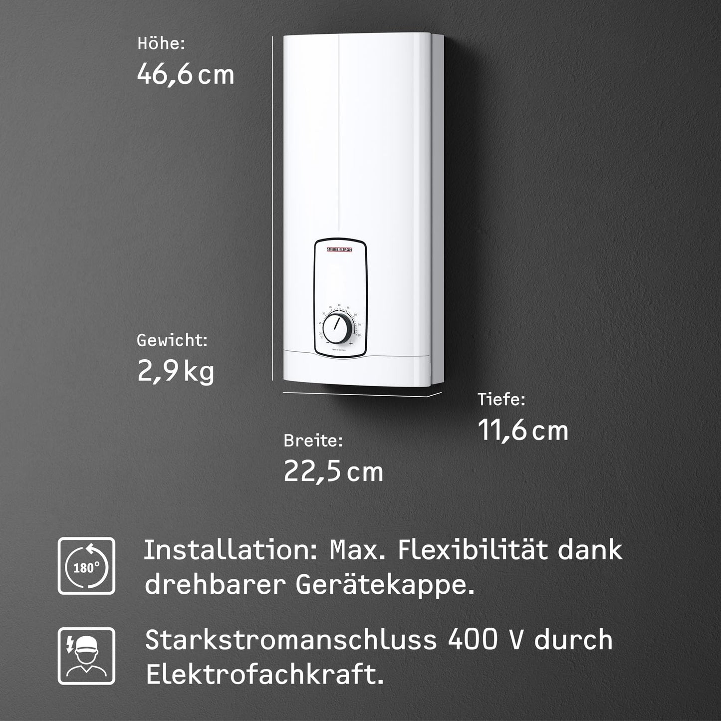 STIEBEL ELTRON Elektronischer Durchlauferhitzer für Küche und Bad: Energiesparend
