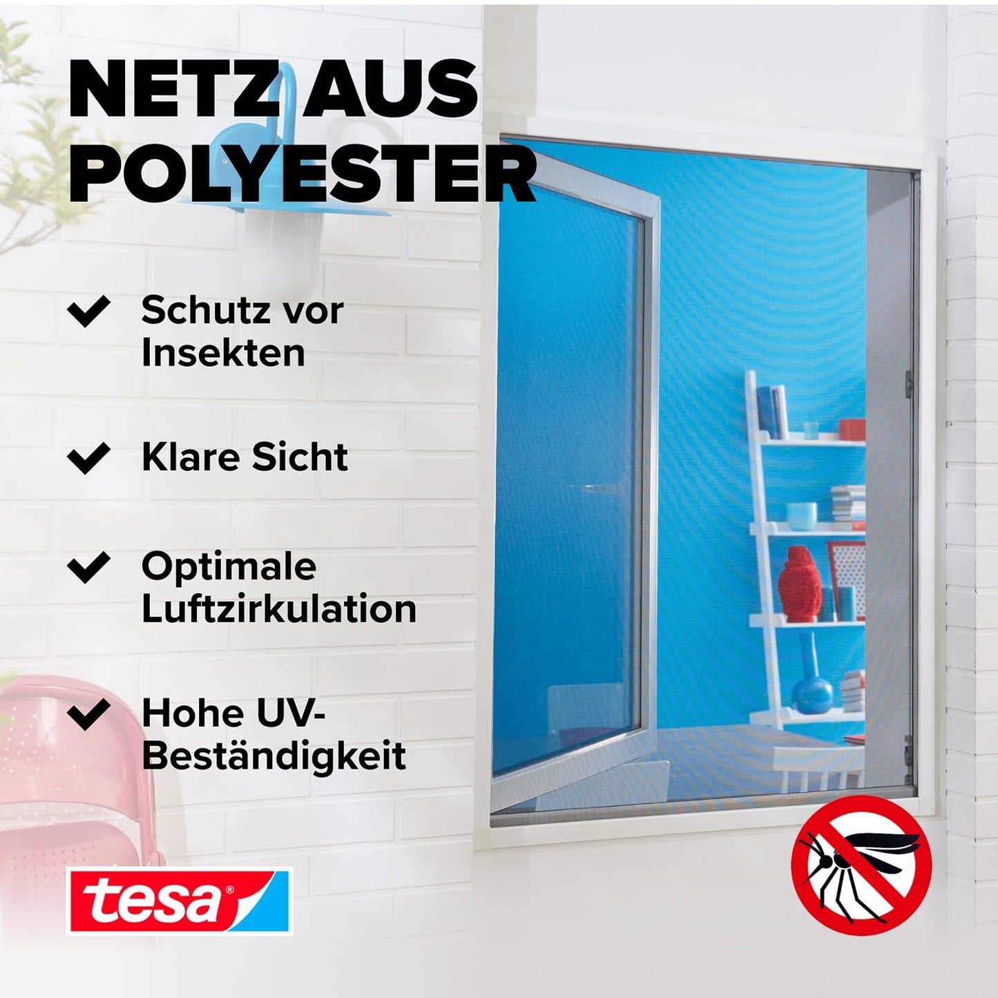 tesa 'Insect Stop' Standard Fliegengitter (130x150cm) für Fenster: Zuschneidbar