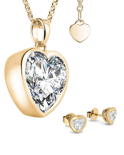 AMOONIC Damen Schmuck-Geschenkset mit vergoldetem 925 Sterling Silber: Kette-Ohrring-Halskette