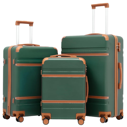 COOLIFE Hartschalen Reisekoffer-Set (3-teilig) mit TSA-Schloss & Teleskopgriff (Dunkelgrün)