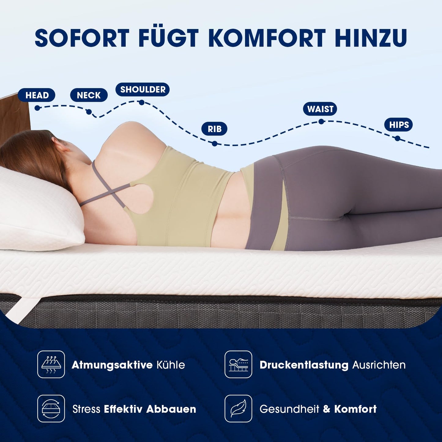 DOPEDIO Matratzentopper | Ergonomischer Memoryschaum-Topper mit Bambus-Bezug
