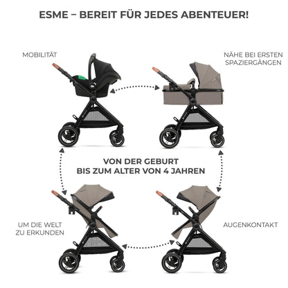 Kinderkraft ESME 3-in-1 Multifunktionskinderwagen: Babywanne, Sportwagen, Maxi-Cosi