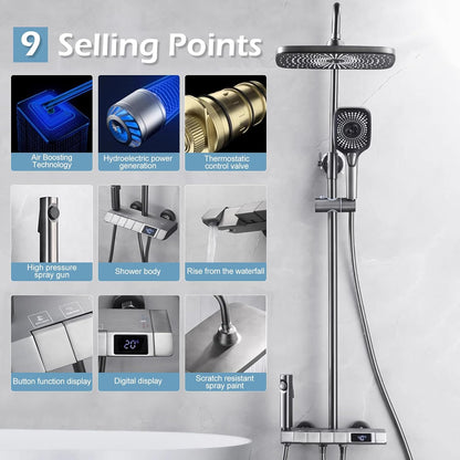 All-In-One Duschsystem mit Digitalanzeige und Thermostat | 4 Funktionen 4