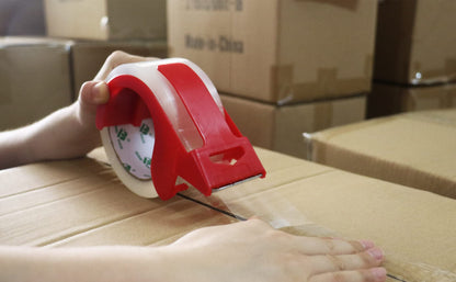 BOMEI PACK Paketband Set | 6 Rollen klar à 66m + Abroller, vielseitig & leicht abrollbar