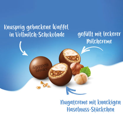 Knoppers Goodies Knusper Minis (1 x 180g): Knusprige Waffelkugeln gefüllt mit Haselnussstücken