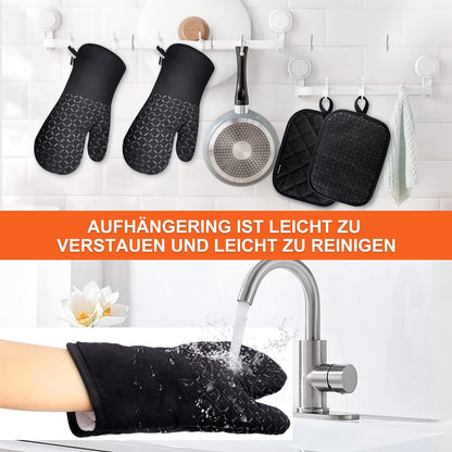 Ofenhandschuhe, Topflappen, Topfhandschuhe (4er Set), Backhandschuhe