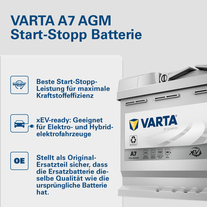 VARTA Silver Dynamic AGM Starterbatterie A7 (E39): 12V-70Ah-760A für Autos mit hohem Energiebedarf