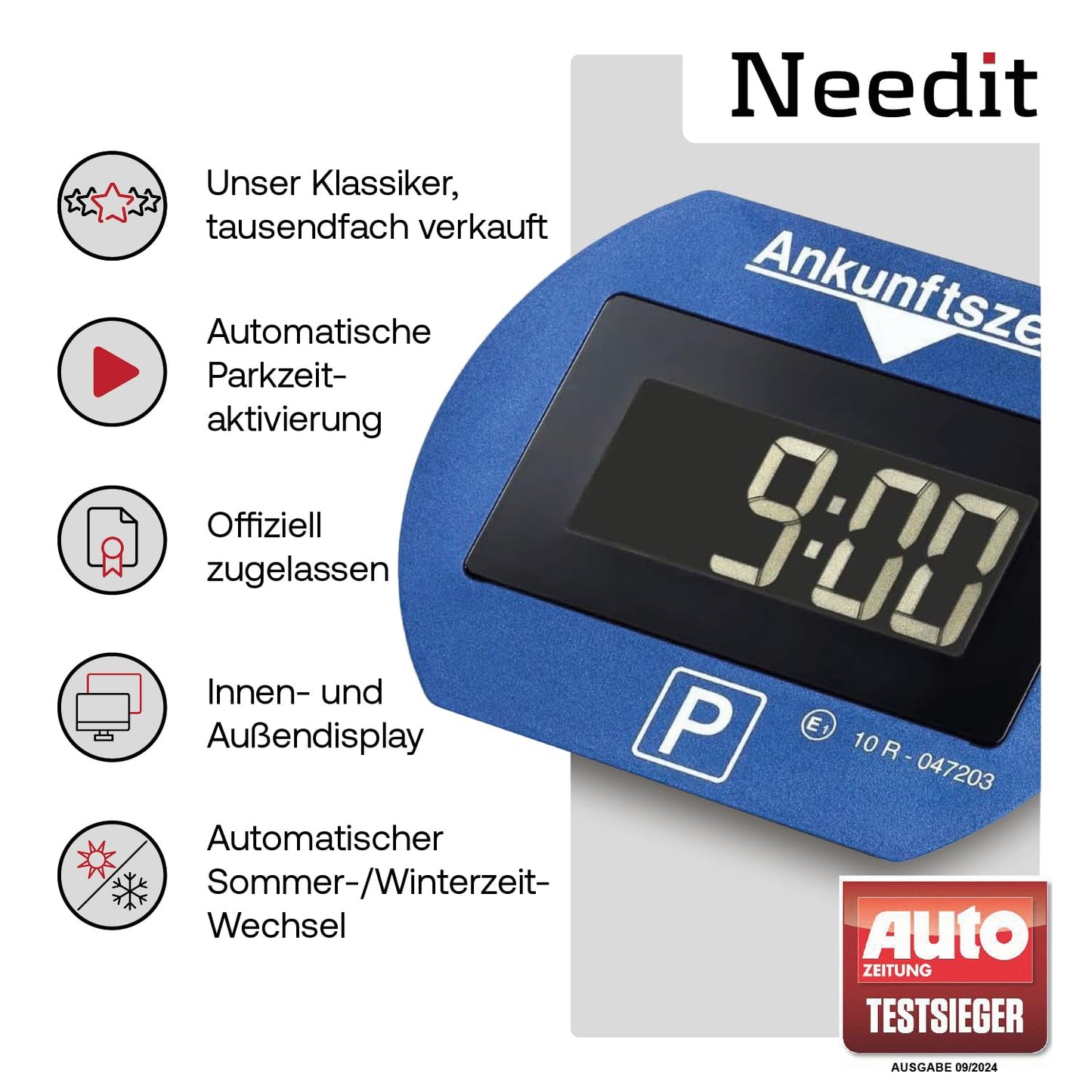 PARK LITE Elektronische Parkscheibe mit Zulassung vom Kraftfahrt-Bundesamt: Digitale Parkuhr mit 2 Displays