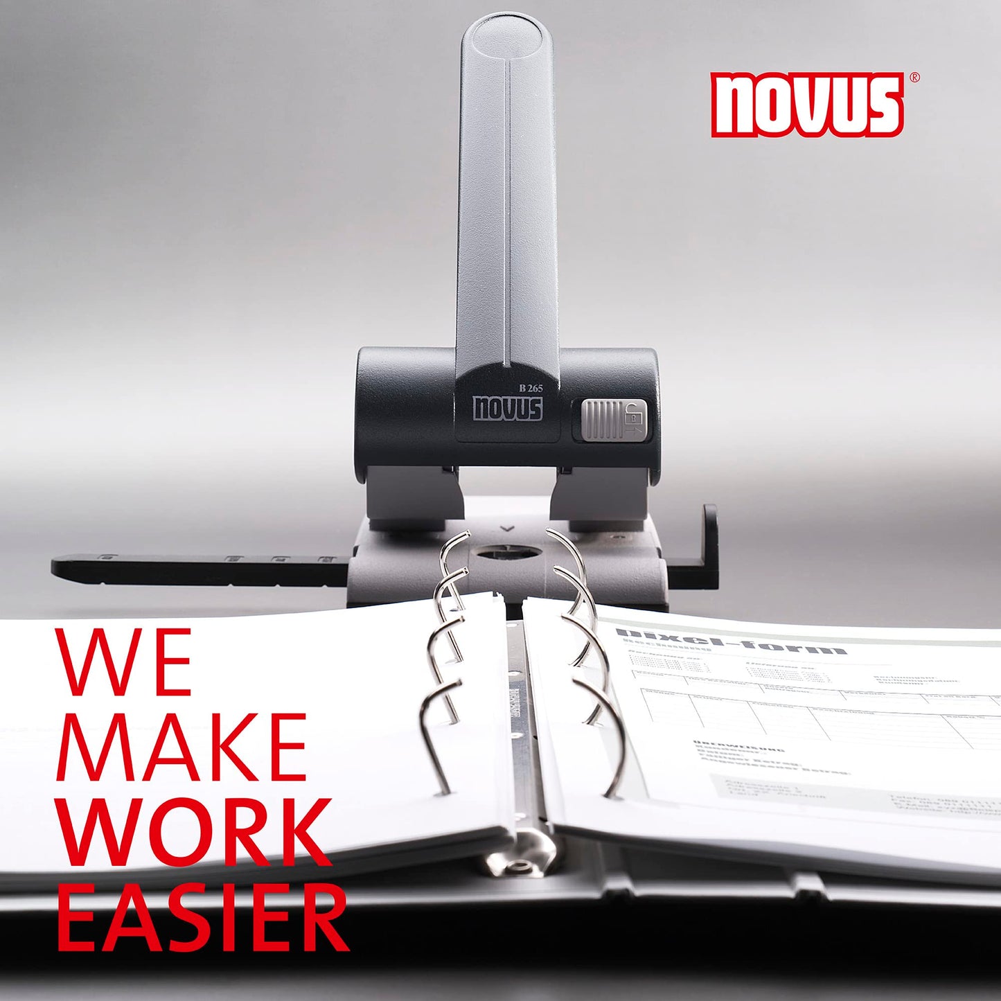Novus (B 265) Registraturlocher für das Büro in Farbe Grau-Schwarz