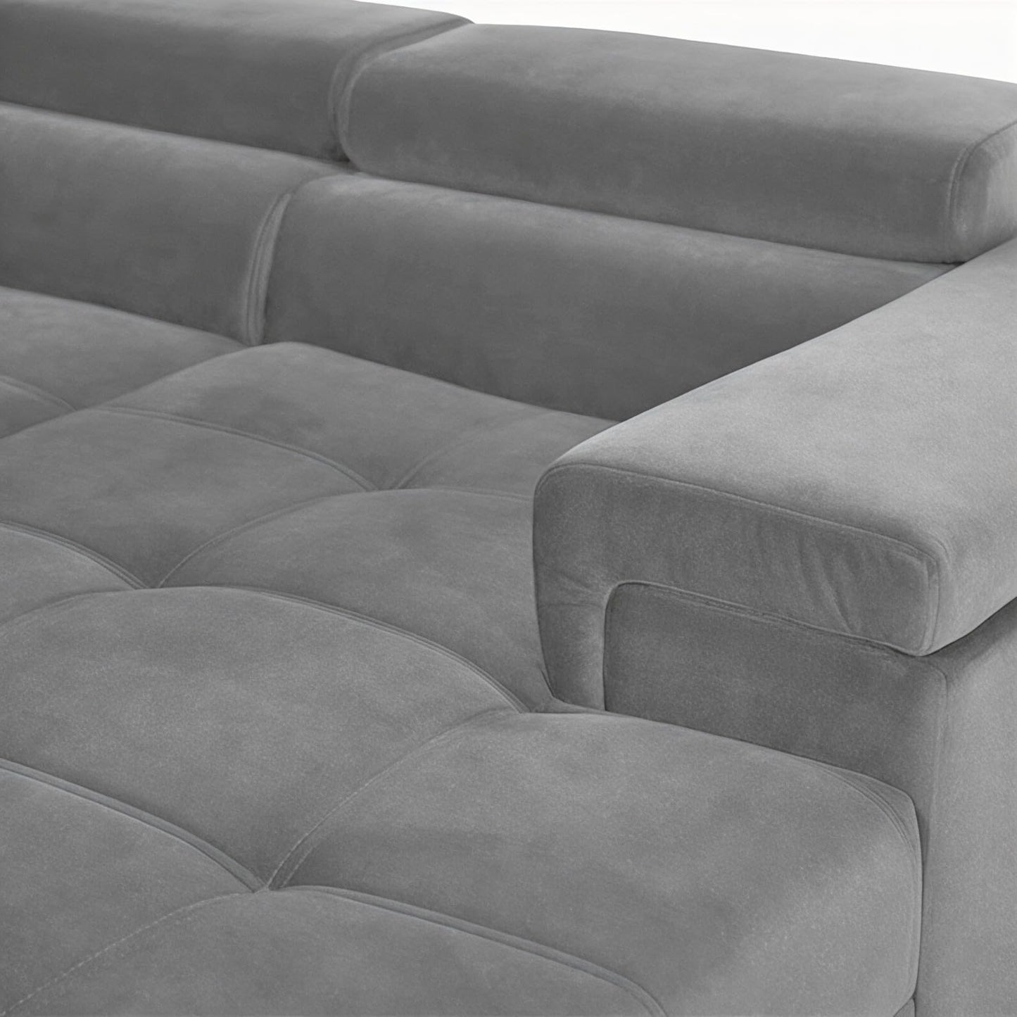 3-Sitzer L-Form Ecksofa mit Schlaffunktion 'PASTI' Eckcouch für Wohnzimmer (Hellgrau, Ottomane Links)