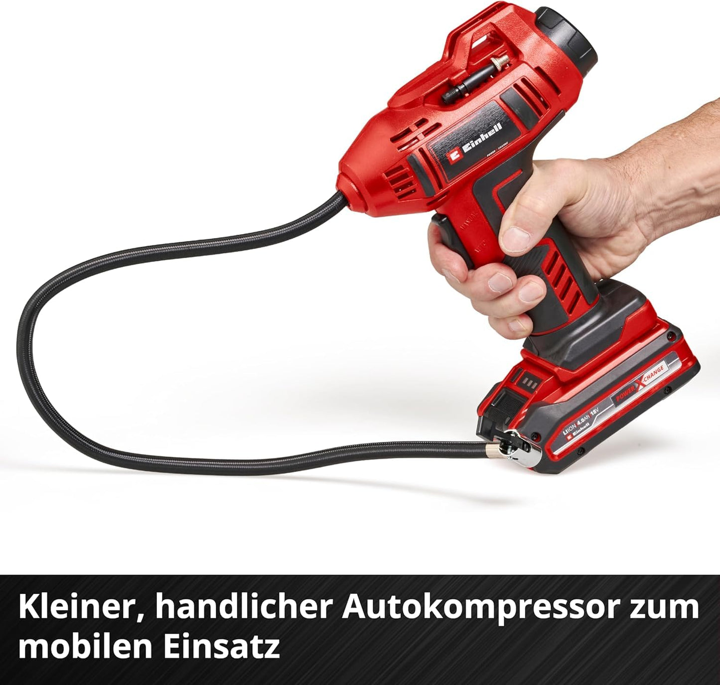 Einhell Cordless Car Compressor CE-CC 18 Li-Solo Power X-Change (18V, max. 11 bar, 60cm compressed air hose)