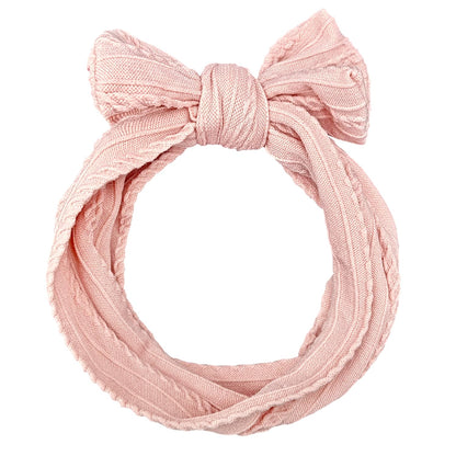 Baby Mädchen Turban Elastische Stirnband-Schleife (2er-Set in Rosa und Weiß)