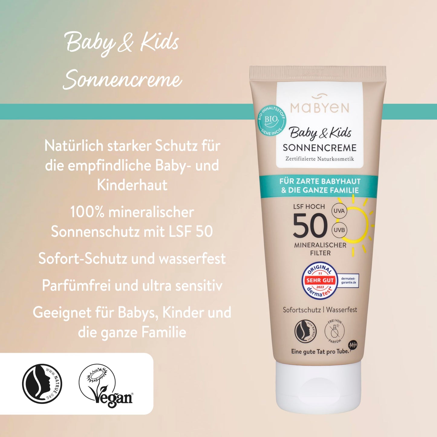 Mabyen Baby & Kids Sommerschutz-Set (2-teilig): Sonnencreme LSF 50 + Insektenstichgel | Ab Geburt, Vegan