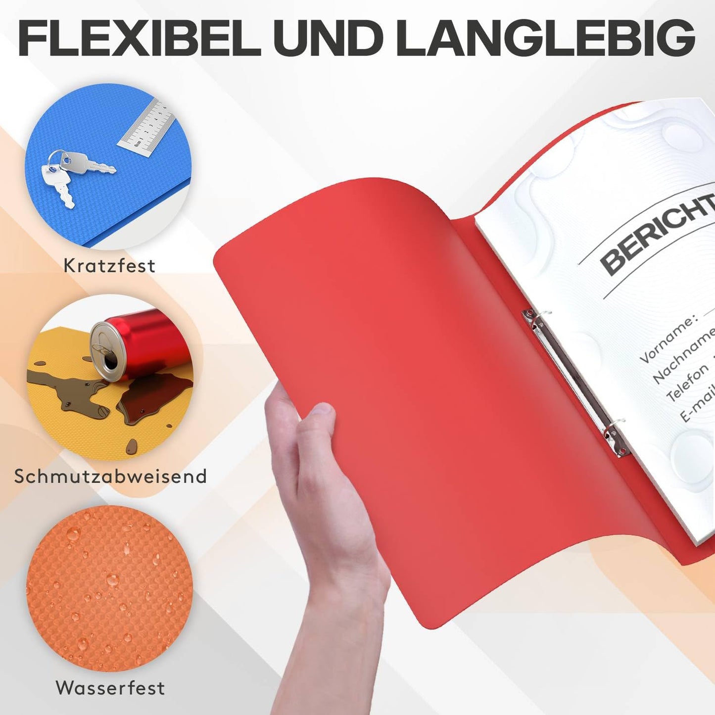 ACROPAQ ring binders in A4 format with spine labels (10 pieces): School folders